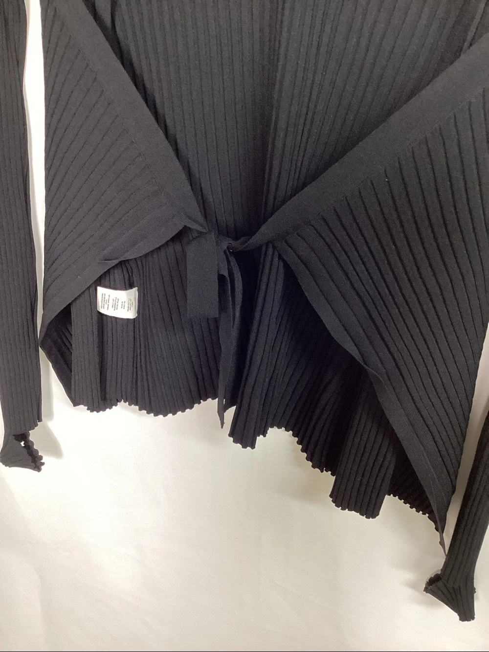 HELMUT LANG Ribbed Tie Back Sweater Black Size Small